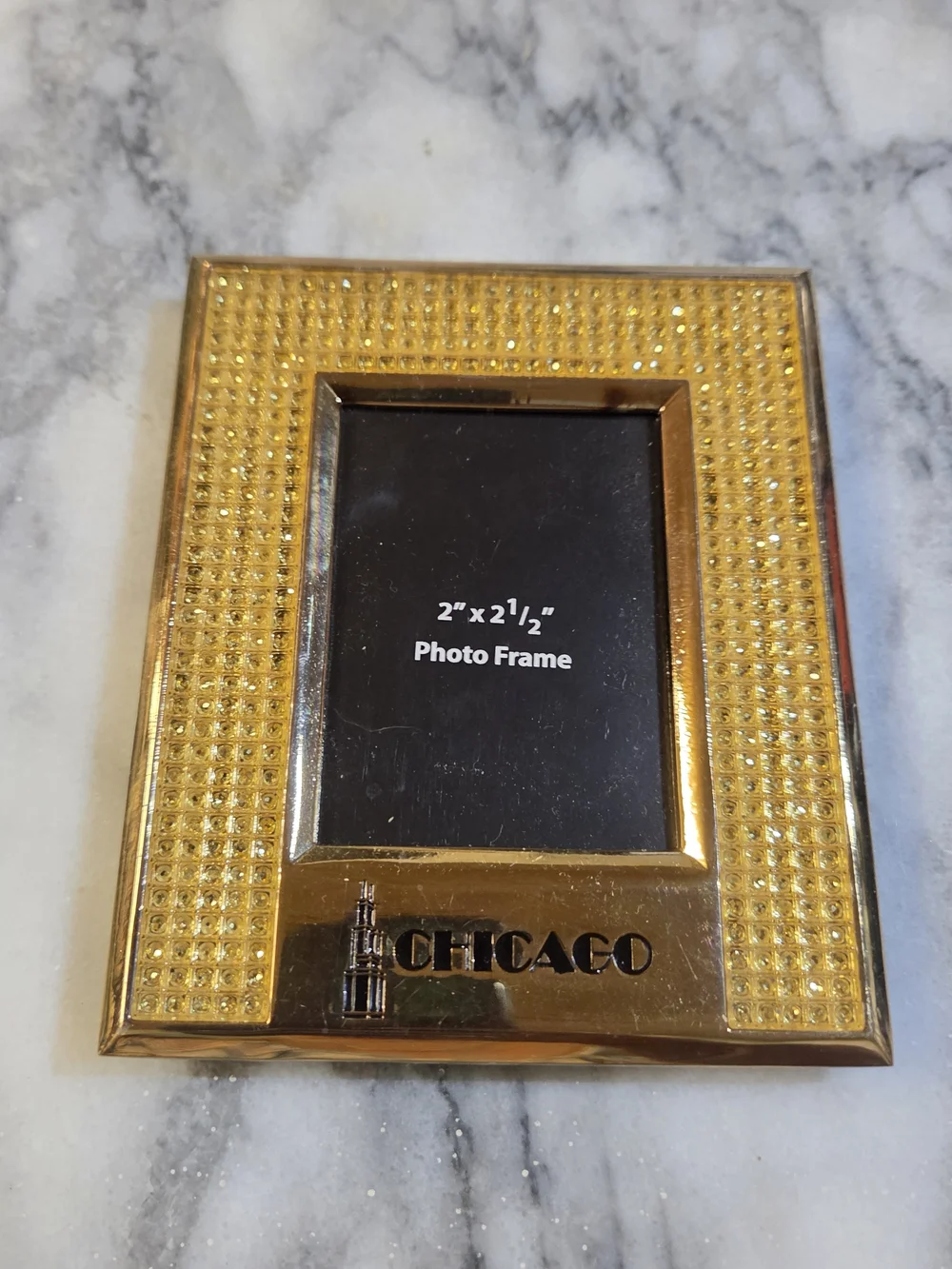 Gold-tone metallic Chicago souvenir Embellished Photo Frame - 2